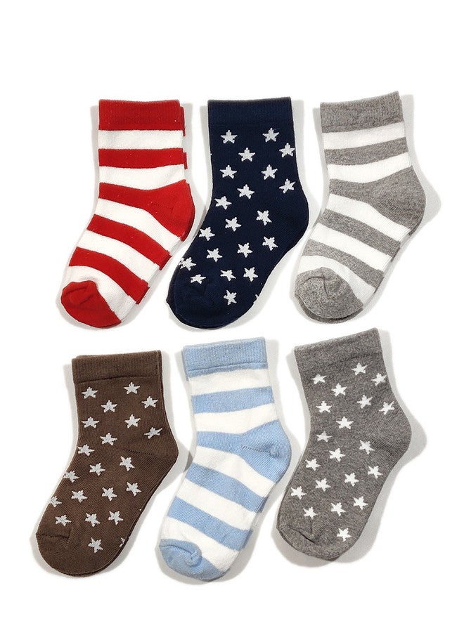 FOOTPRINTS FOOTPRINT 6 Pairs Infant Kids Patterned Ankle-Length Organic Cotton Socks - Image 1